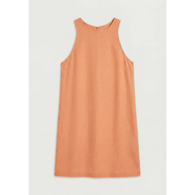 Vestido Curto Evasê Com Linho - Laranja G