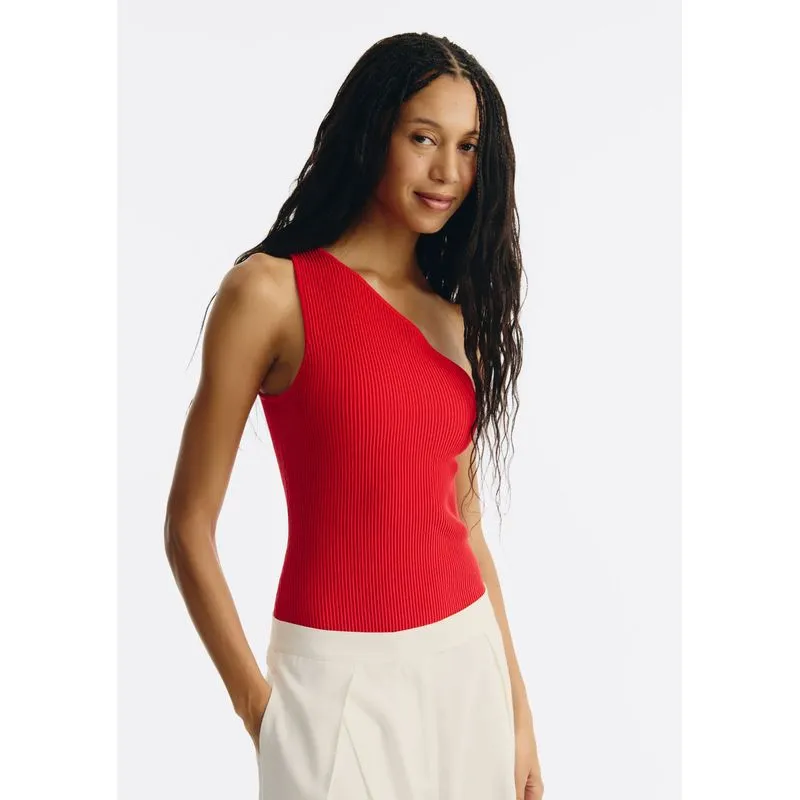 Regata Feminina Canelada Ombro Só - Vermelho G