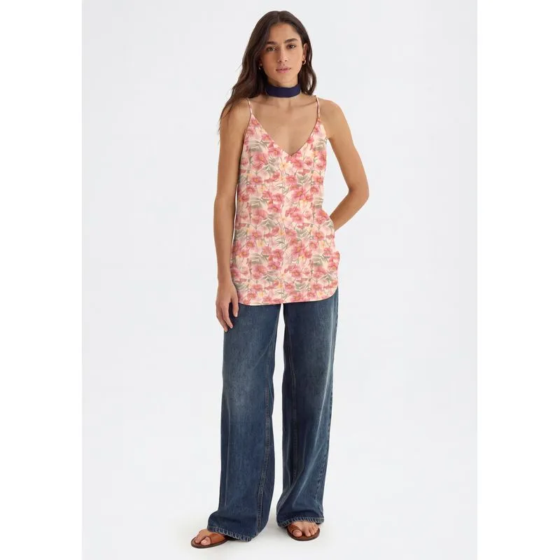 Regata Feminina Estampada Alças Finas - Rosa XP