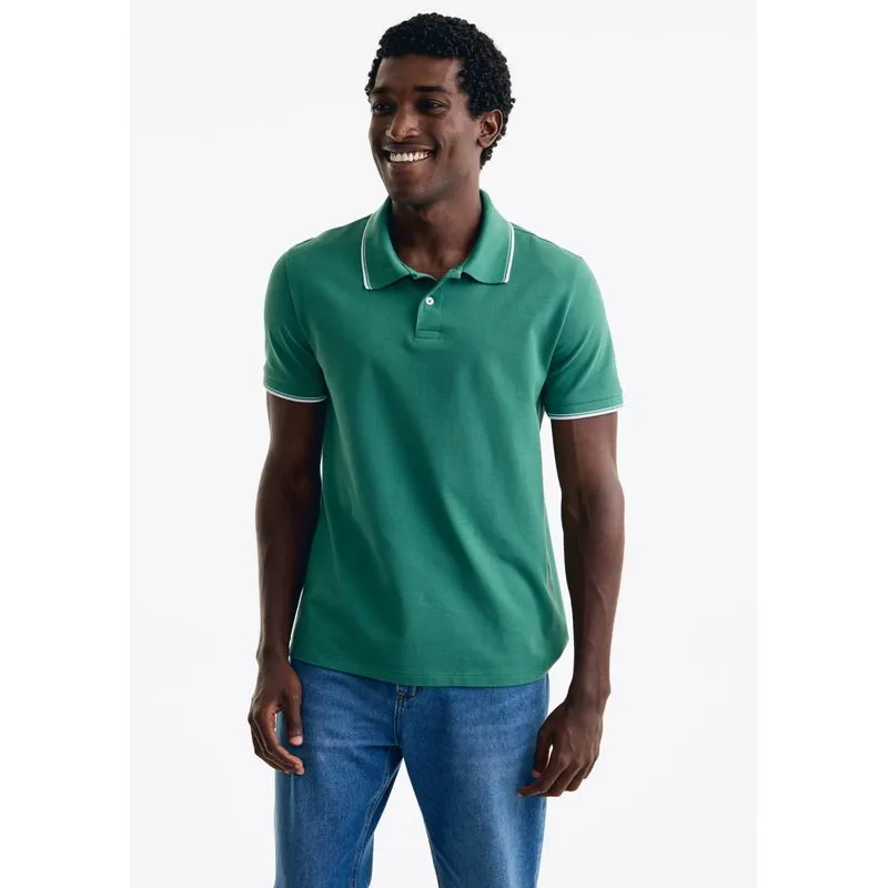 Camisa Polo Básica Masculina Manga Curta Em Piquet - Verde P