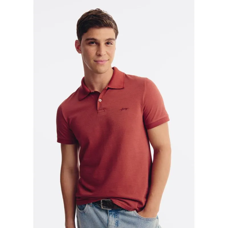 Camisa Polo Masculina Texturizada - Laranja XXG
