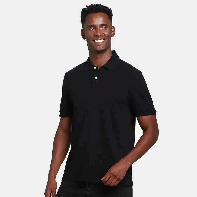 Camisa Polo Hering Casual Masculina - Masculino - Preto