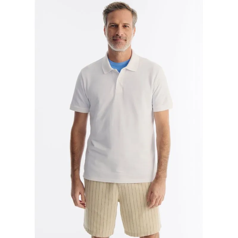 Polo Masculina Manga Curta Em Malha Premium - Branco G