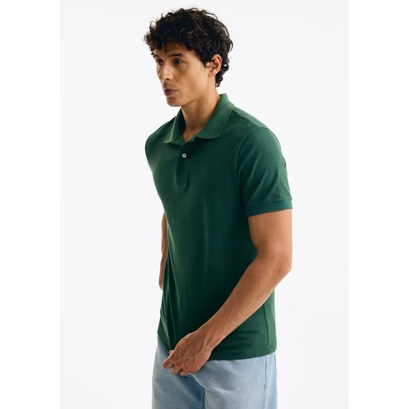 Polo Masculina Manga Curta Em Malha Premium - Verde G