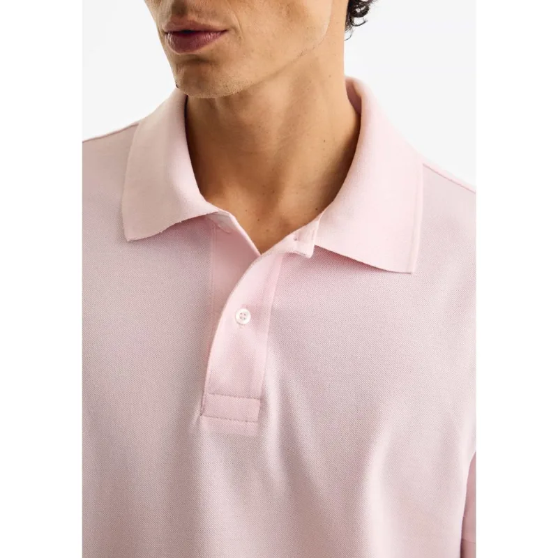 Polo Masculina Manga Curta Em Malha Premium - Rosa M