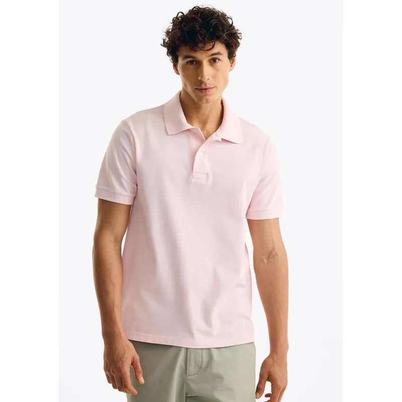 Polo Masculina Manga Curta Em Malha Premium - Rosa EXG