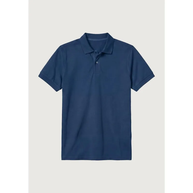 Polo Masculina Manga Curta Em Malha Premium - Azul G