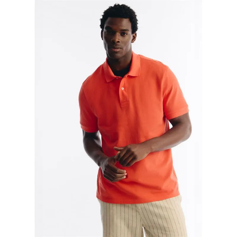 Polo Masculina Manga Curta Em Malha Premium - Vermelho M