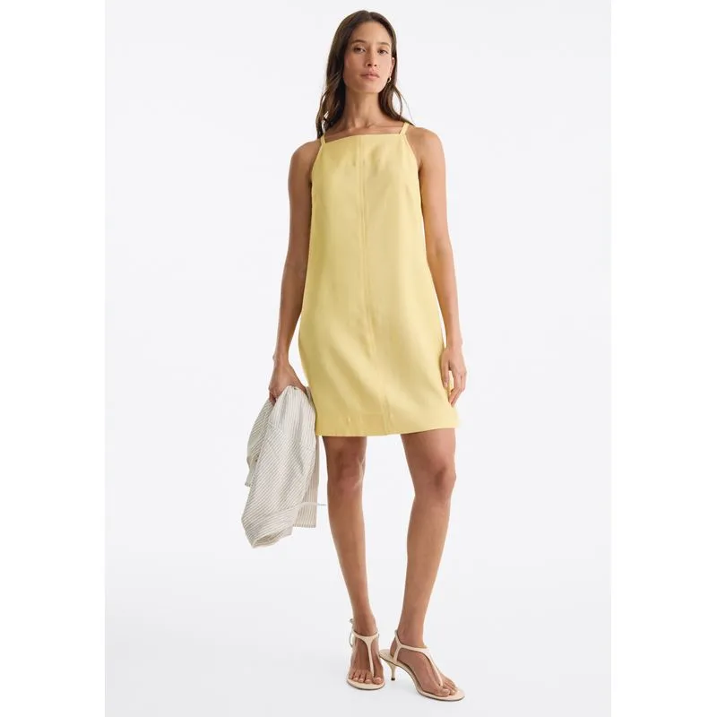 Vestido Curto Reto Em Peach Touch - Amarelo P