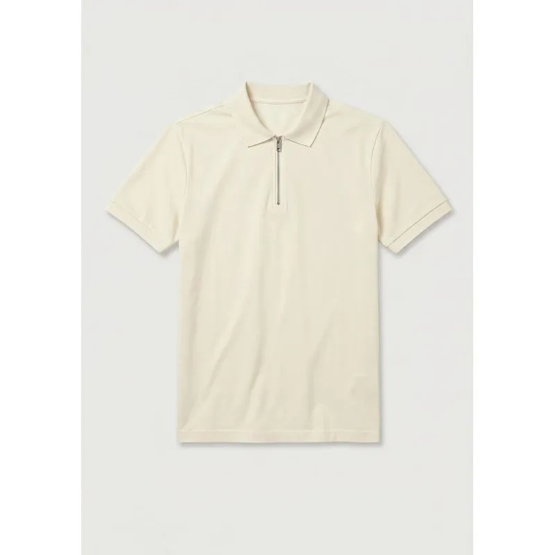 Polo Masculina Manga Curta Em Piquet - Off white M