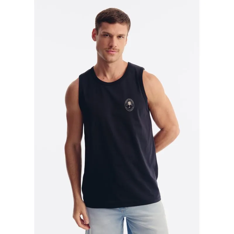 Regata Básica Masculina Regular Com Estampa - Preto XG