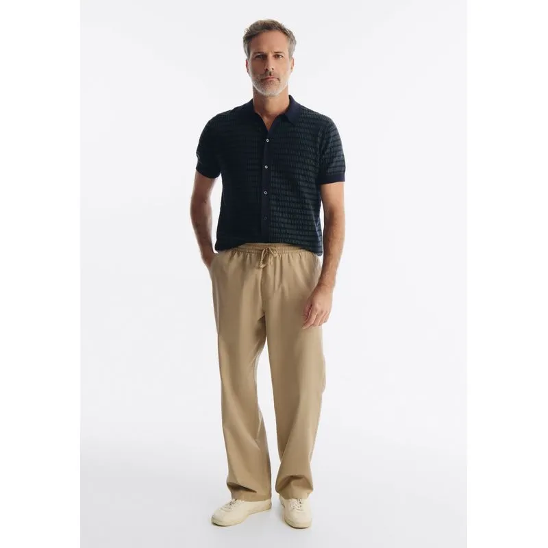 Calça Masculina Reta Em Sarja - Bege P