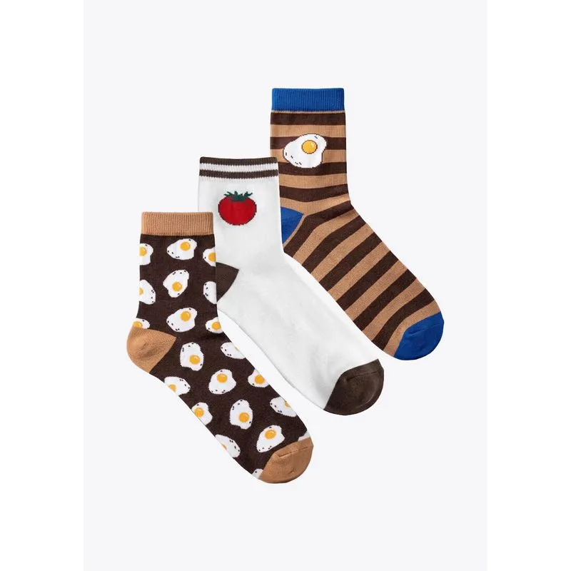 Kit 3 Meias Infantis Unissex Cano Longo Estampadas Hering Kids + Renata Vanzetto - Multicolorido M