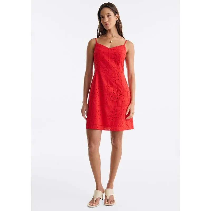 Vestido Curto Em Laise De Concha - Vermelho XG
