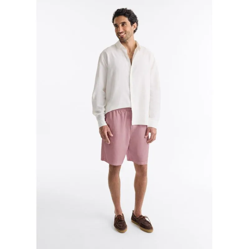 Bermuda Masculina Reta Em Sarja - Rosa XG