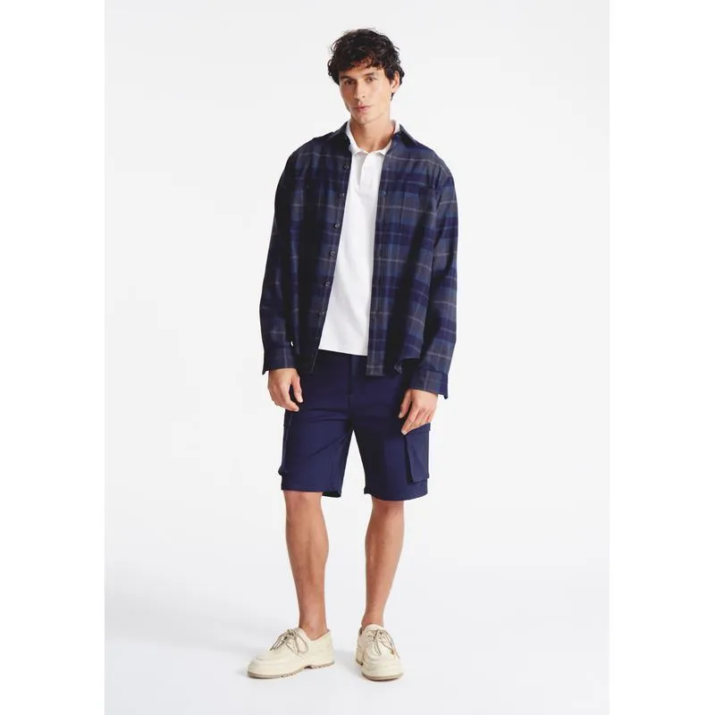 Bermuda Masculina Reta Em Sarja - Azul P