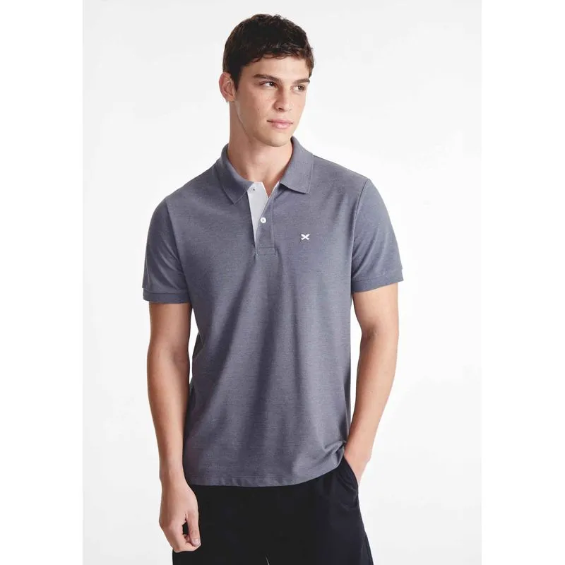 Polo Masculina Com Bordado Em Malha Premium - Cinza G