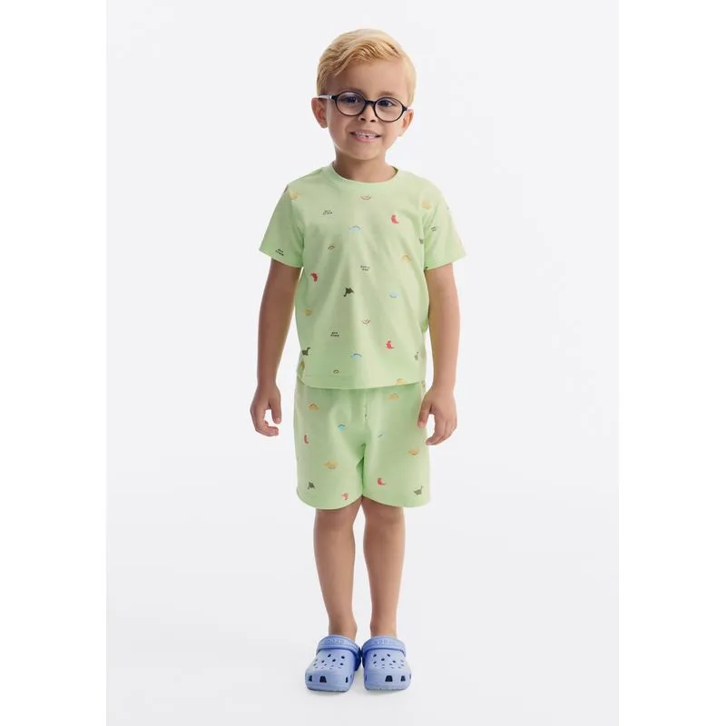 Shorts Infantil Menino Toddler Estampado - Verde 003