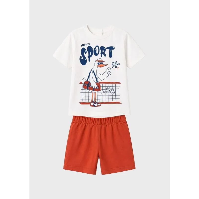 Conjunto Curto Infantil Menino Toddler - Laranja 004