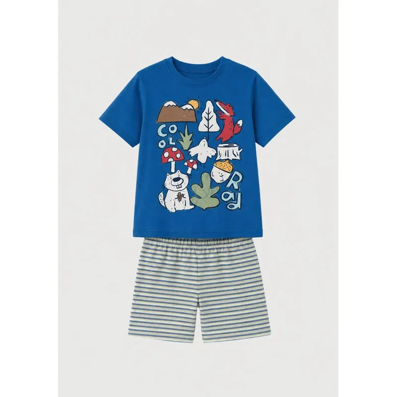 Conjunto Curto Infantil Menino Toddler Estampado - Azul 003