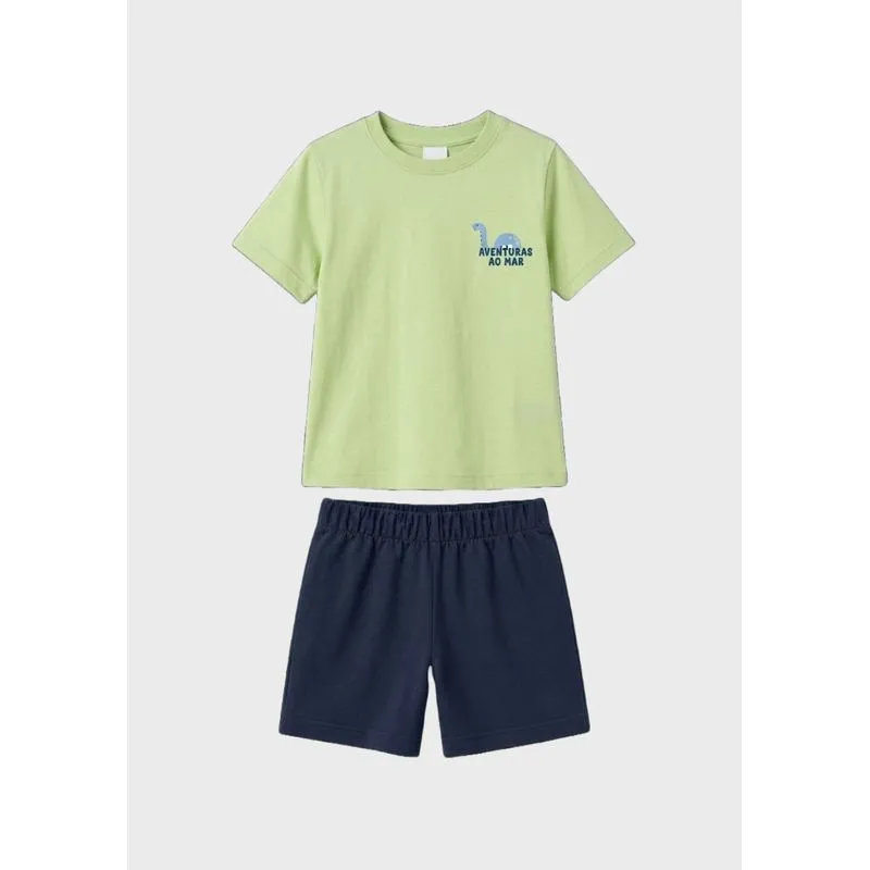 Conjunto Curto Infantil Menino Toddler Estampa Costas - Verde 004
