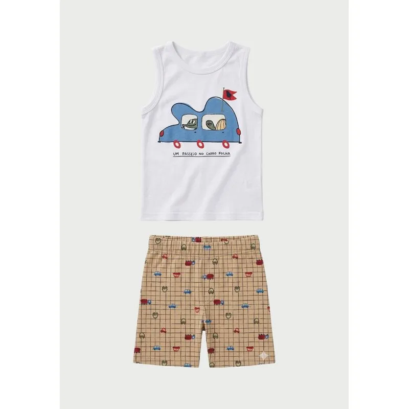 Conjunto Curto Infantil Menino Toddler - Bege 002