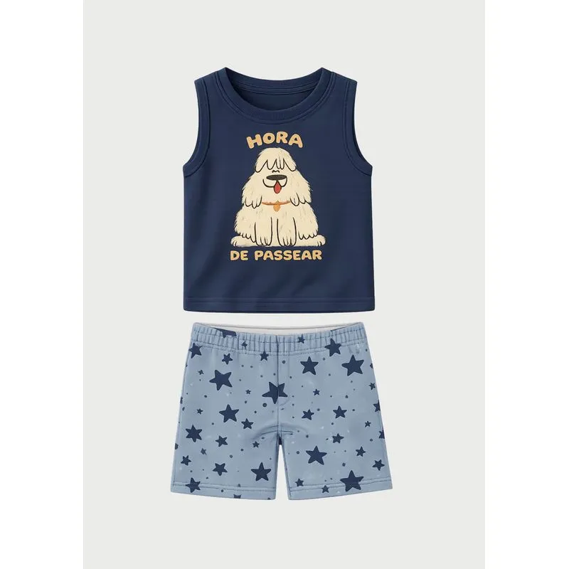 Conjunto Curto Infantil Menino Toddler - Azul 002