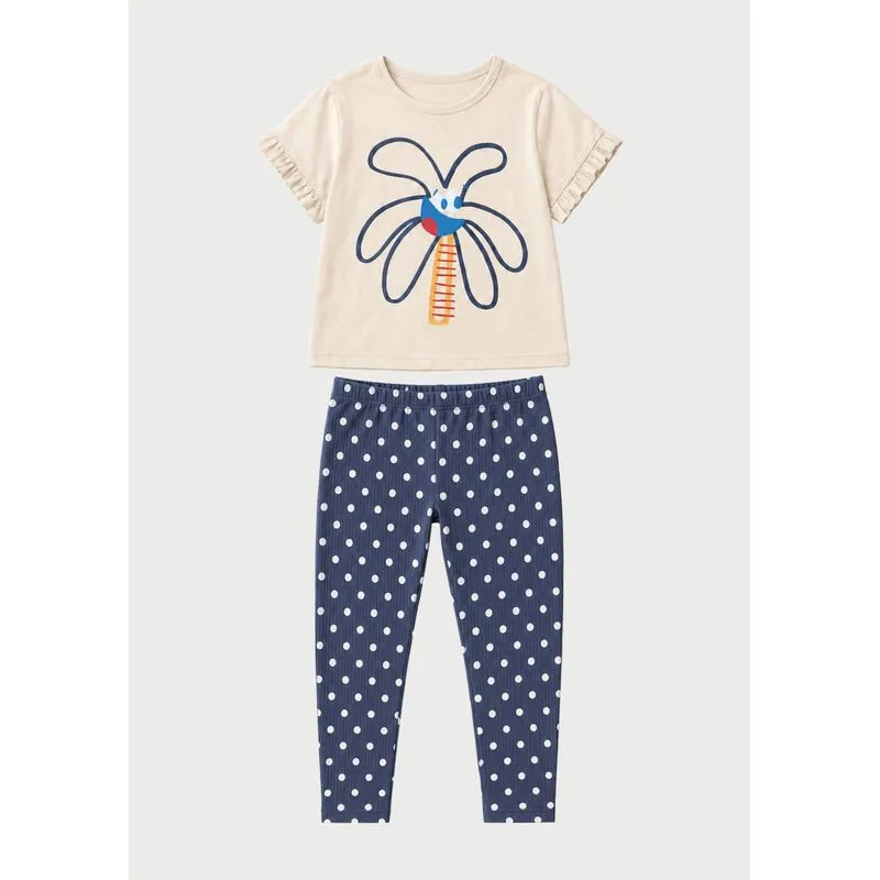 Conjunto Longo Infantil Menina Toddler Estampado - Azul 002