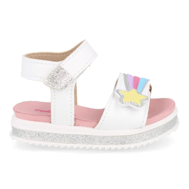 Sandália Molekinha Glitter Estrela Infantil Branca BRANCO/PRATA - 18
