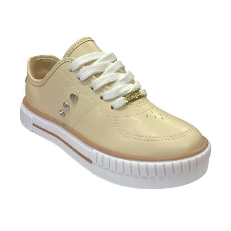 Tênis Casual Menina Molekinha Brilho Nude/Dourado 2565.116 27