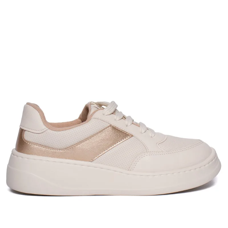 Tênis Feminino Modare Napa Flatform Branco Off/Dourado - 39