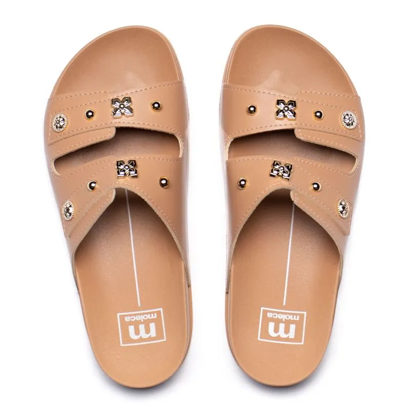Chinelo Feminino Moleca Napa Aplicações Nude - 37