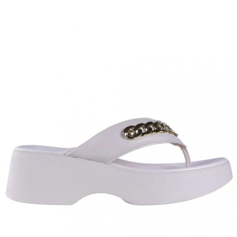 Tamanco Feminino Moleca Plataforma com Corrente 5503,117 37 / Branco