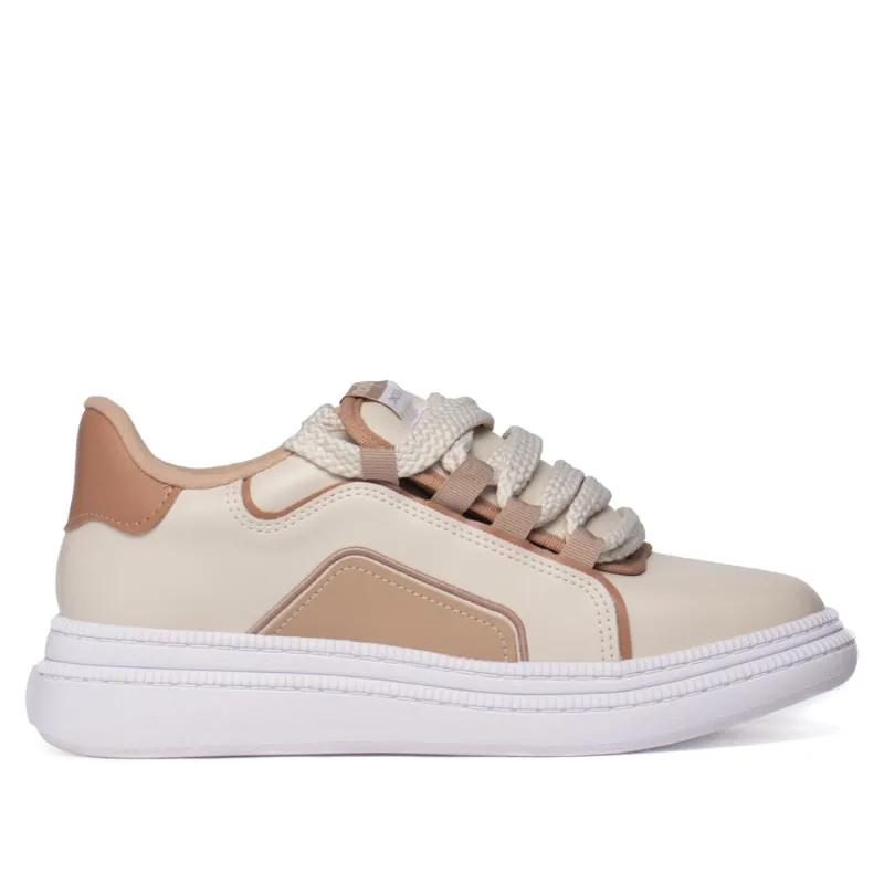 Tênis Feminino Moleca Napa Turim Nobuck Urbano Bege/Nude - 34