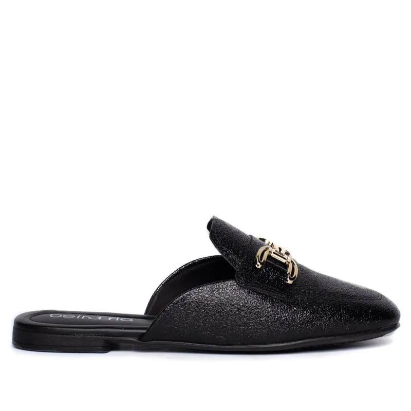 Mule Feminino Beira Rio Verniz Marmorizado Preto - 34