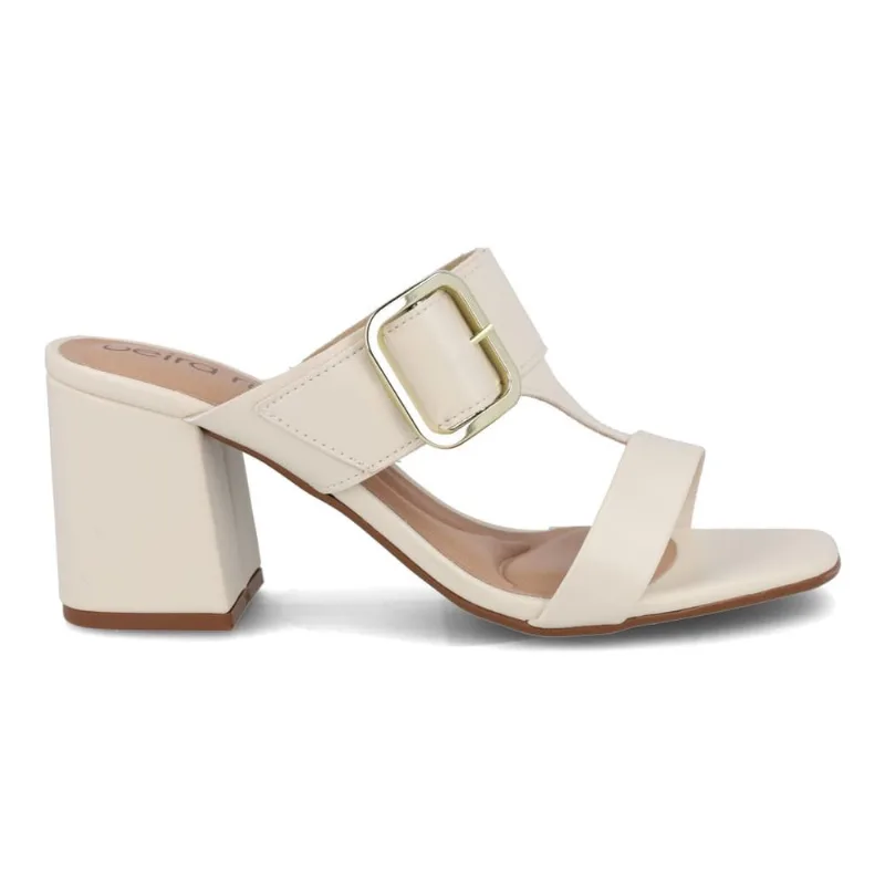 Tamanco Beira Rio Salto Bloco com Fivela Feminino Branco BRANCO OFF - 36