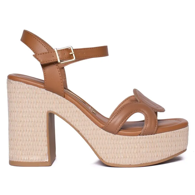 Sandália Feminina Vizzano Salto Bloco Napa Marrom - 35