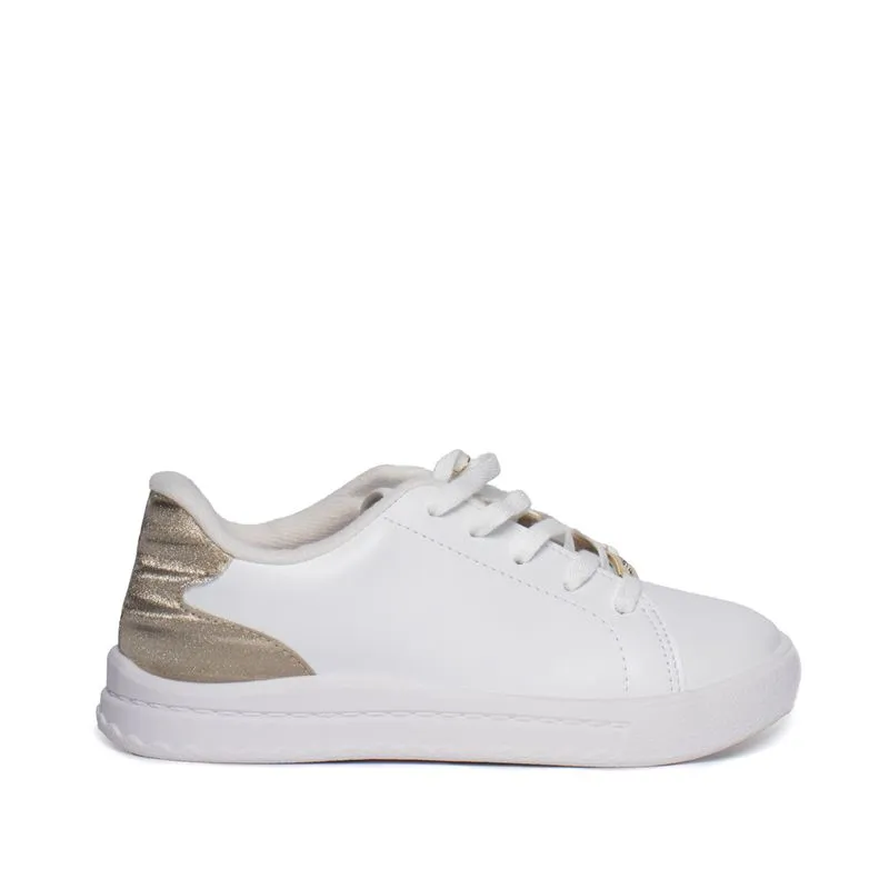 Tênis Infantil Molekinha Casual Adereço Metal Branco Dourado - 34