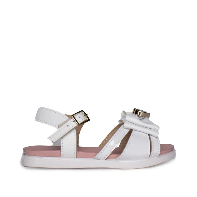 Sandália Infantil Molekinha Laço Verniz Branco - 20