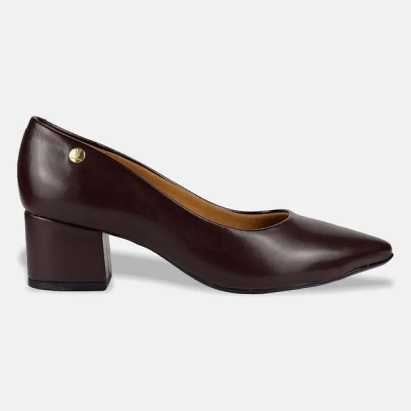 Sapato Scarpin Vizzano Bico Fino Salto Bloco Napa Garda - 1220.315.29918 39 / Marrom Café