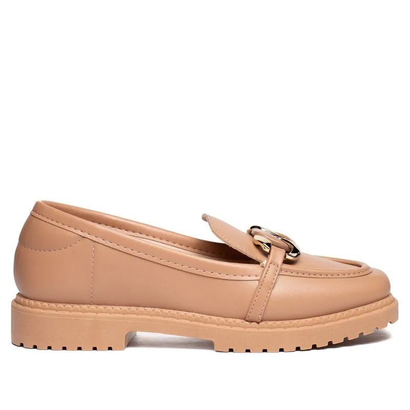 Mocassim Feminino Moleca Loafer Tratorado Napa Nude - 39
