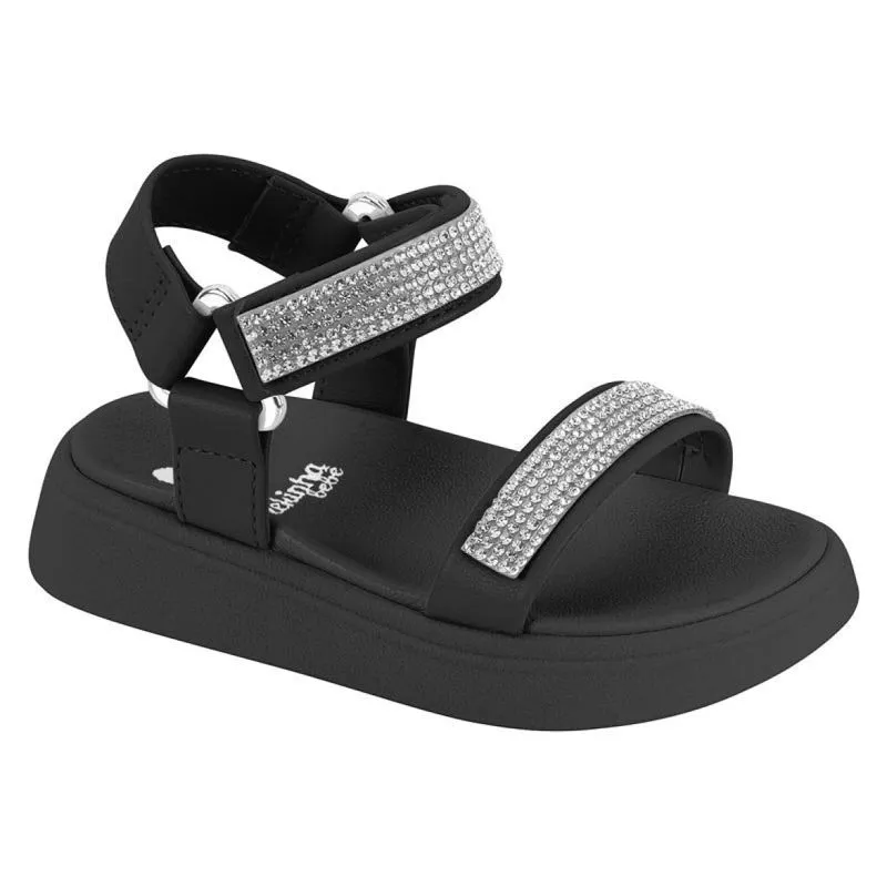 Sandalia Molekinha Infantil Preto Cristal 19 / Preto