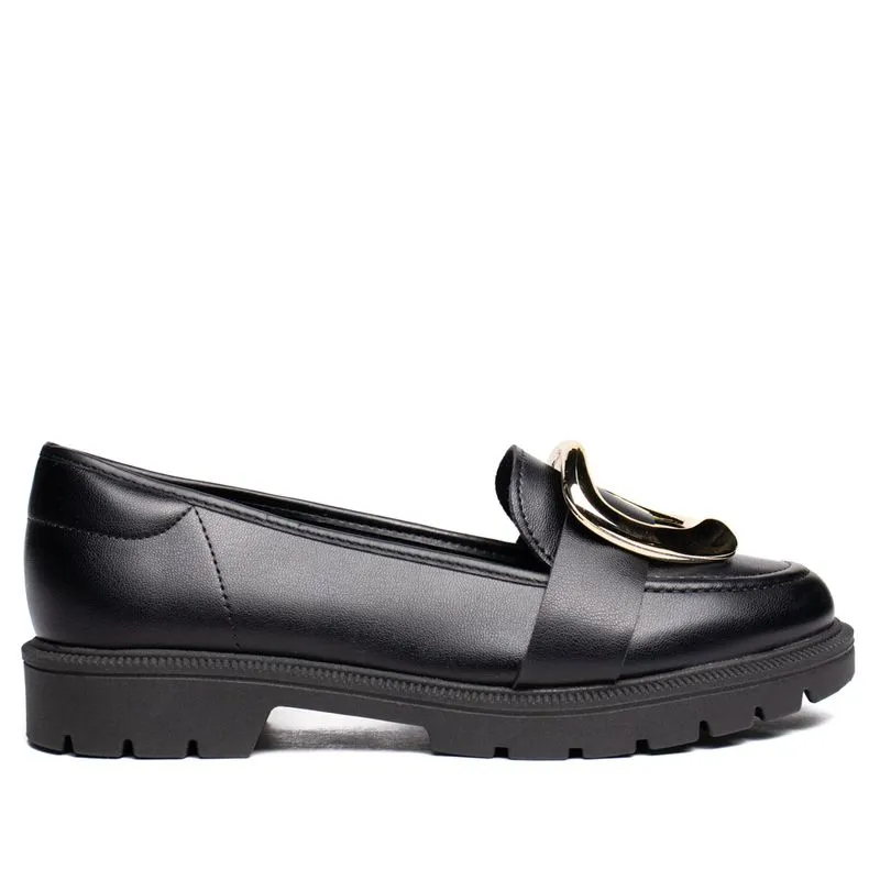 Mocassim Feminino Beira Rio Detalhe Dourado Preto - 38