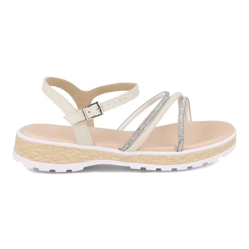 Sandália Molekinha Strass Casual Infantil Bege 26
