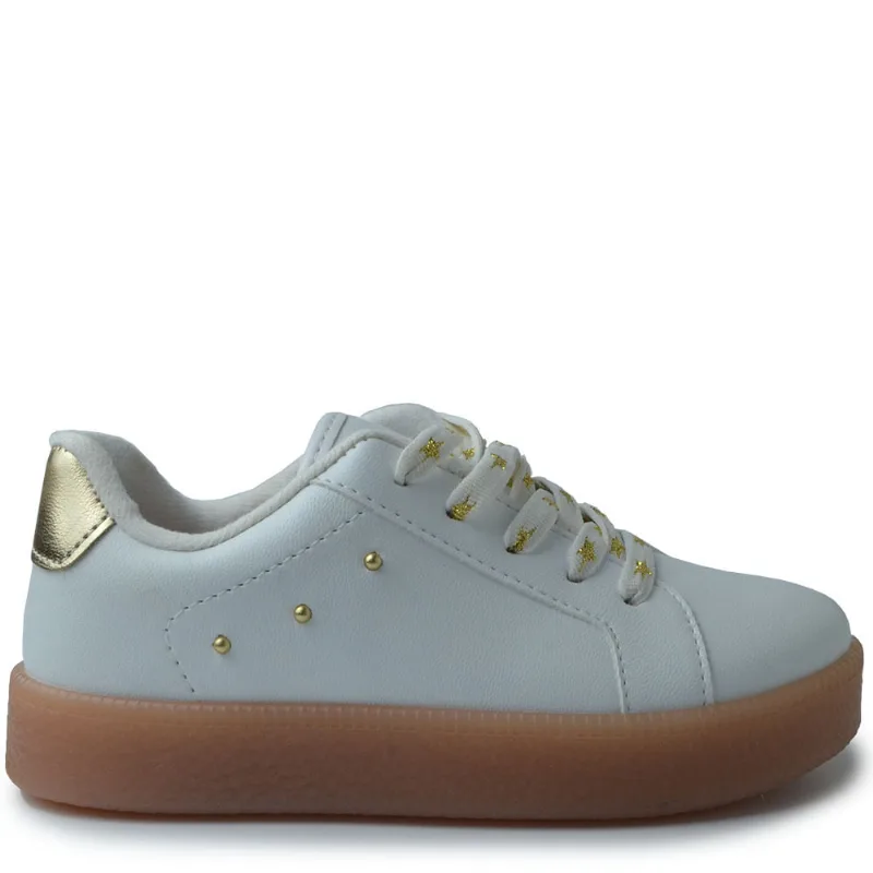 Tênis Casual Molekinha Infantil Feminino 2582.107 18962 NP BCO/DOURADO 26