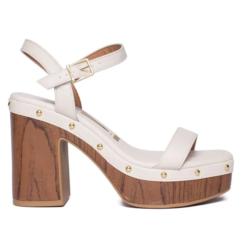 Sandália Feminina Vizzano Plataforma Pelica Off White/Marrom - 39