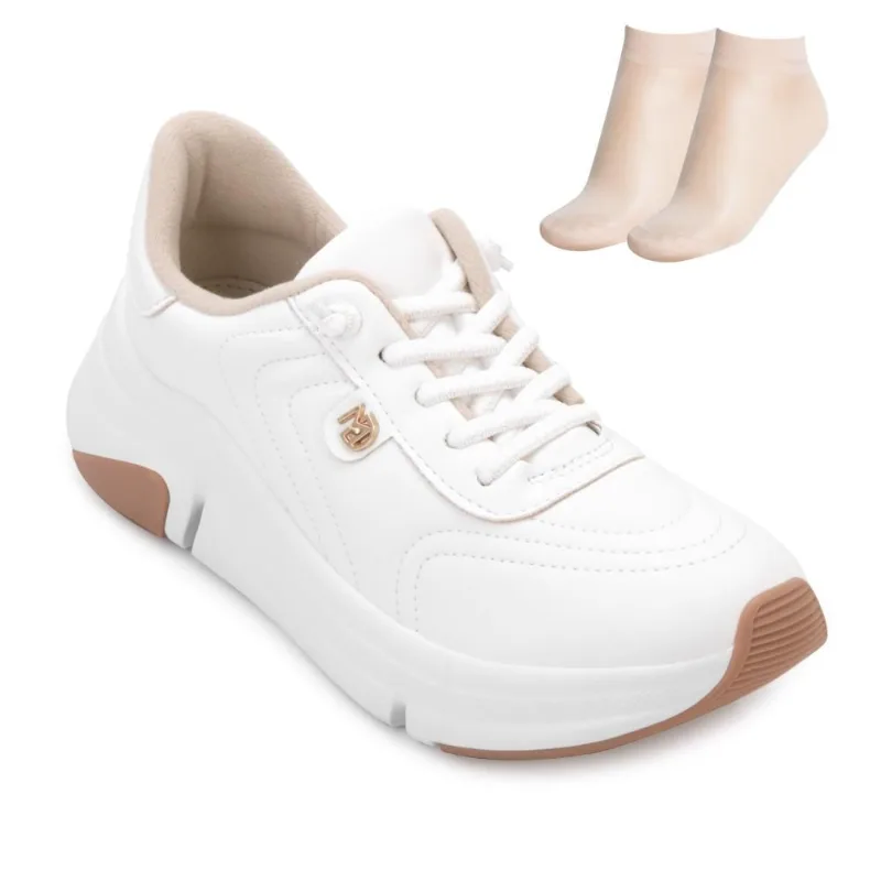 Tênis Casual Modare B-N e Meia MD25-74011 39 / Branco/Nude