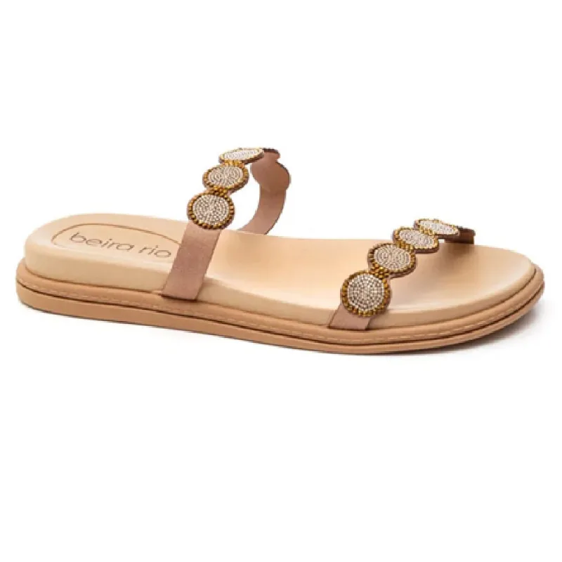 Sandália Fem Beira Rio Papete Bege Tiras Strass 8488.129 38 / Bege