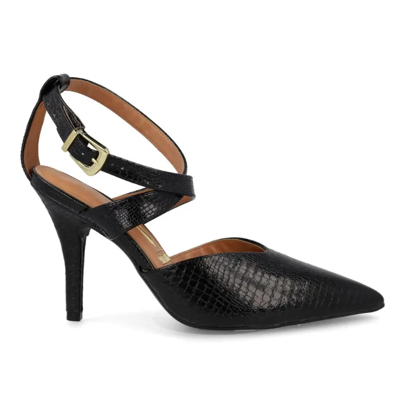Scarpin Casual Vizzano Crôco Feminino Preto 34