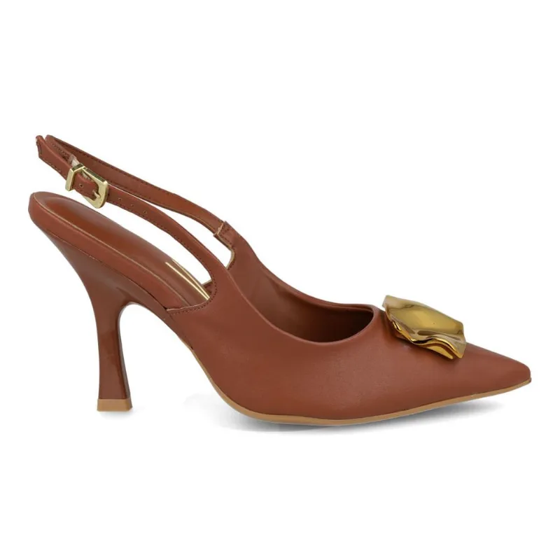 Scarpin Vizzano Feminino Marrom Slingback 37